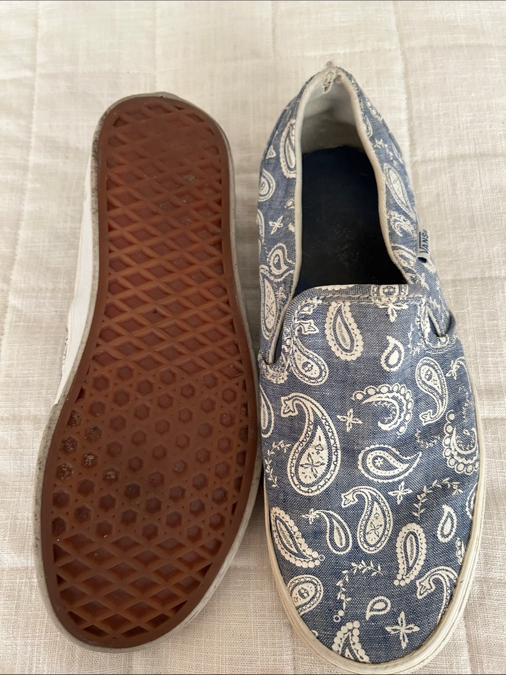 Vans Blue Paisley Slip-On Loafers